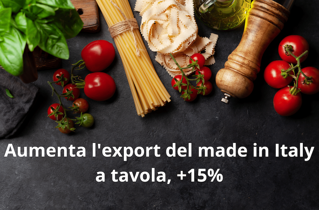 Aumenta l’export del made in Italy a tavola, +15%